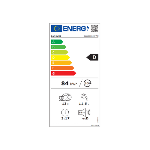 Samsung DW60DG540FWQTR 4 Programlı Bulaşık Makinesi Beyaz - Thumbnail